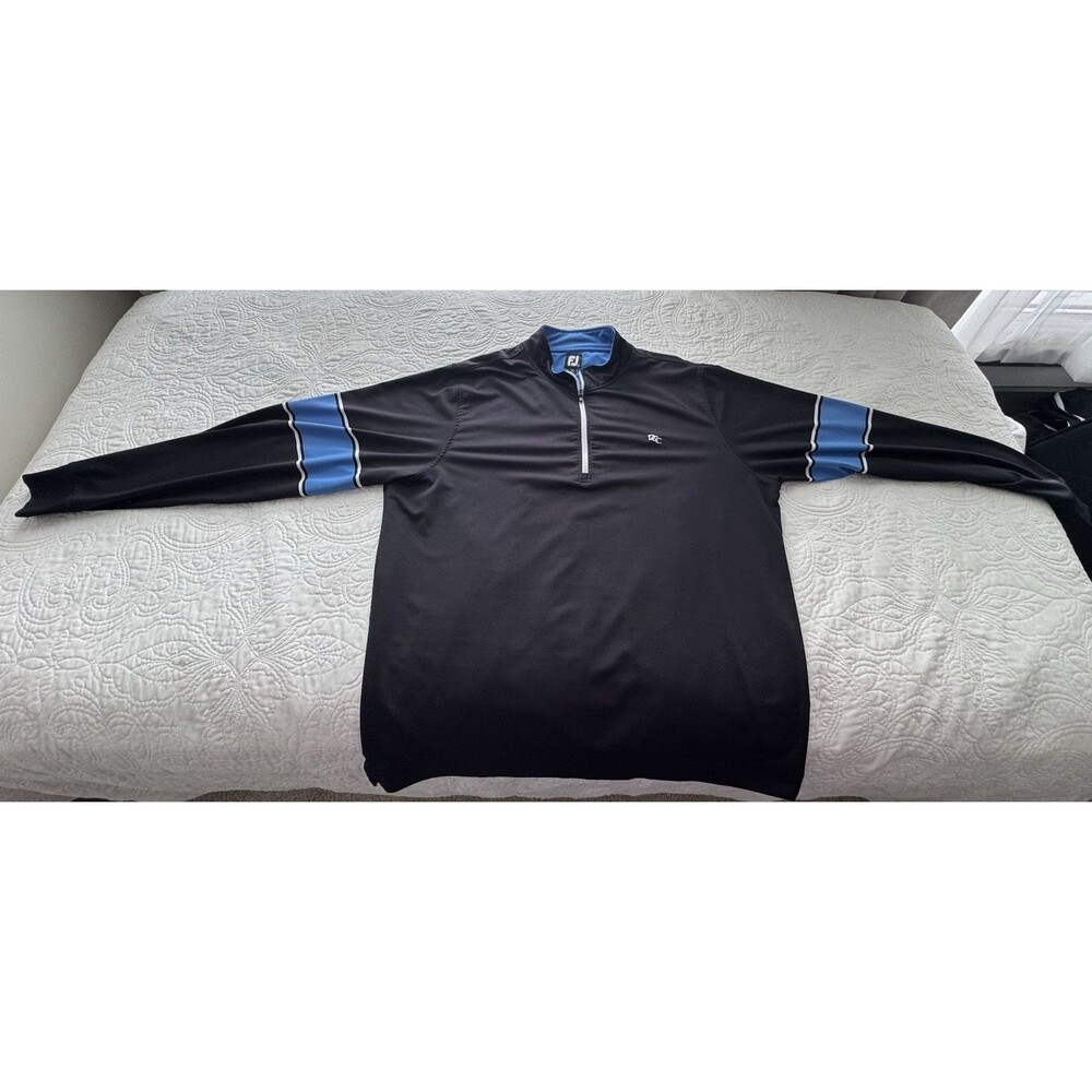Footjoy Men’s Golf 1/4 Zip Pullover Black Blue Men’s Size 2XL